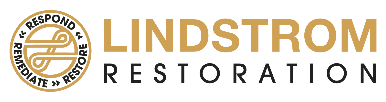 Lindstrom Restoration Full Logo Gold and Black