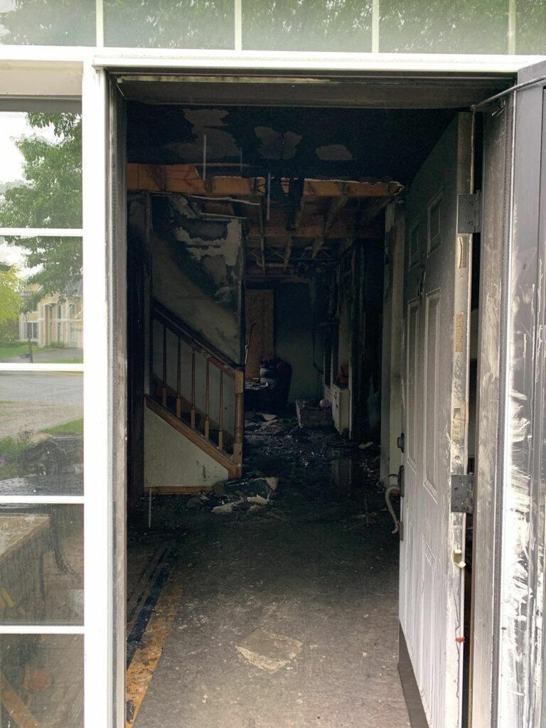 looking into a home that had fire damage and smoke damage